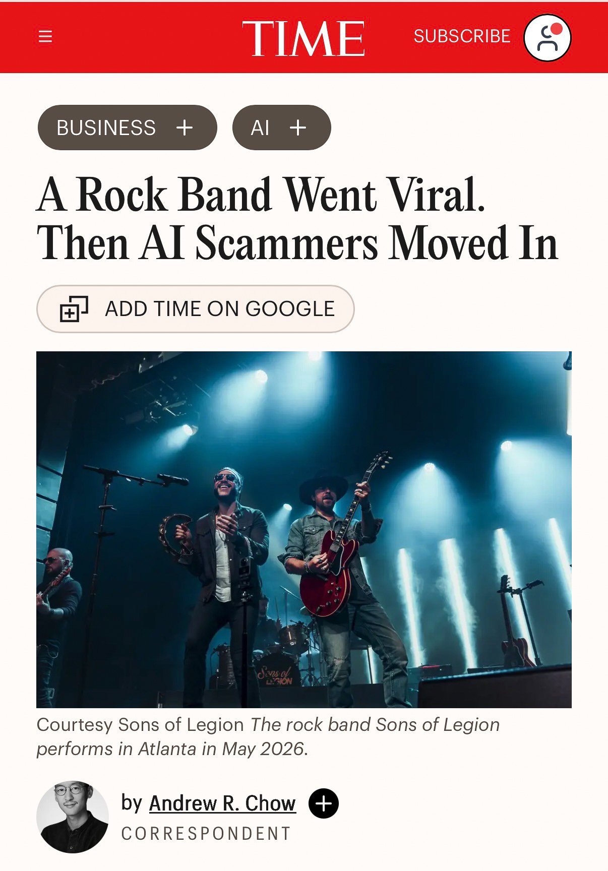 TIME online feature using a Fouled Anchor Creative Hub image of Sons of Legion